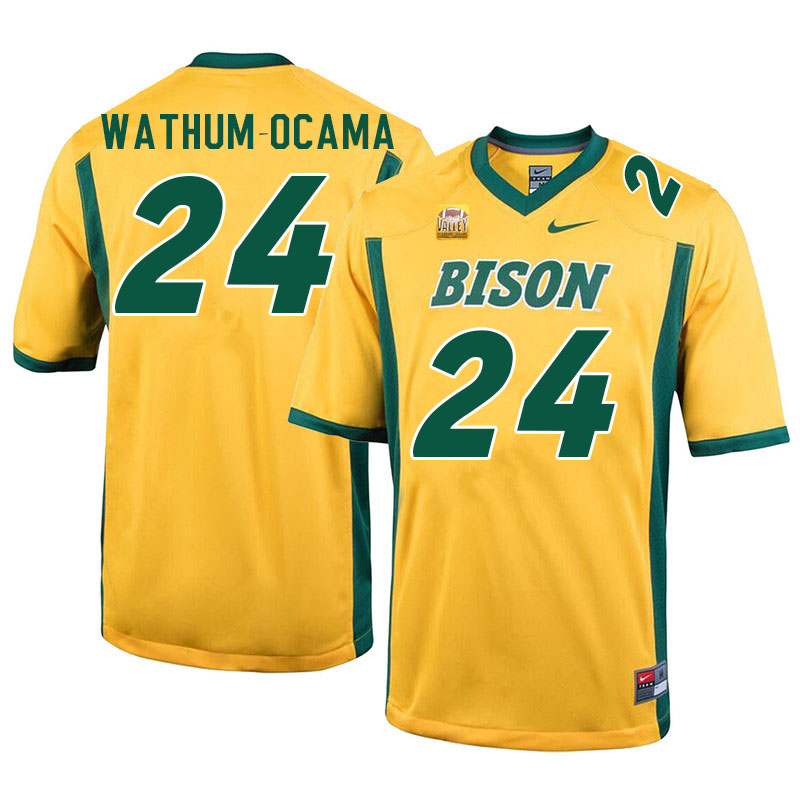 Men #24 Jenaro Wathum-Ocama North Dakota State Bison College Football Jerseys Sale-Yellow - Click Image to Close